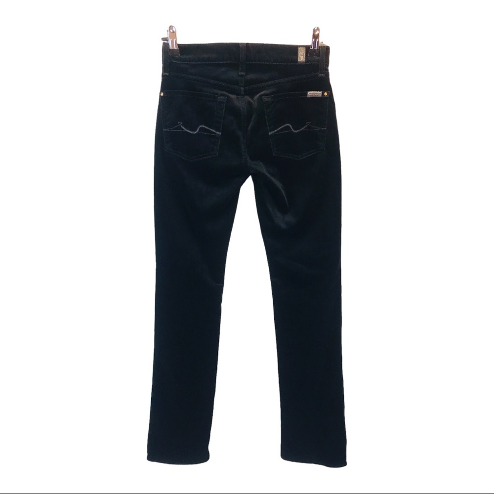 7 For All Mankind Velour Straight Leg Pants 7Fam Black Velvet Ankle Womens 25 - Picture 3 of 14